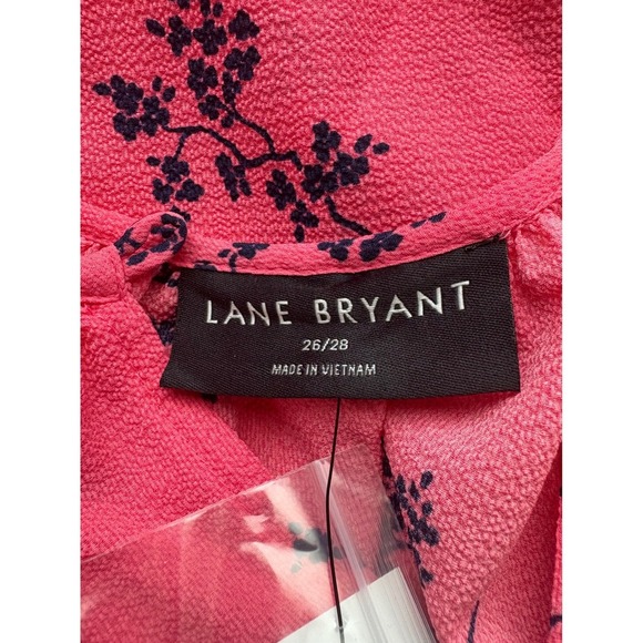 Lane Bryant Floral Print Blouse Top Womens Plus Size 26/28 Pink Black - Picture 4 of 5